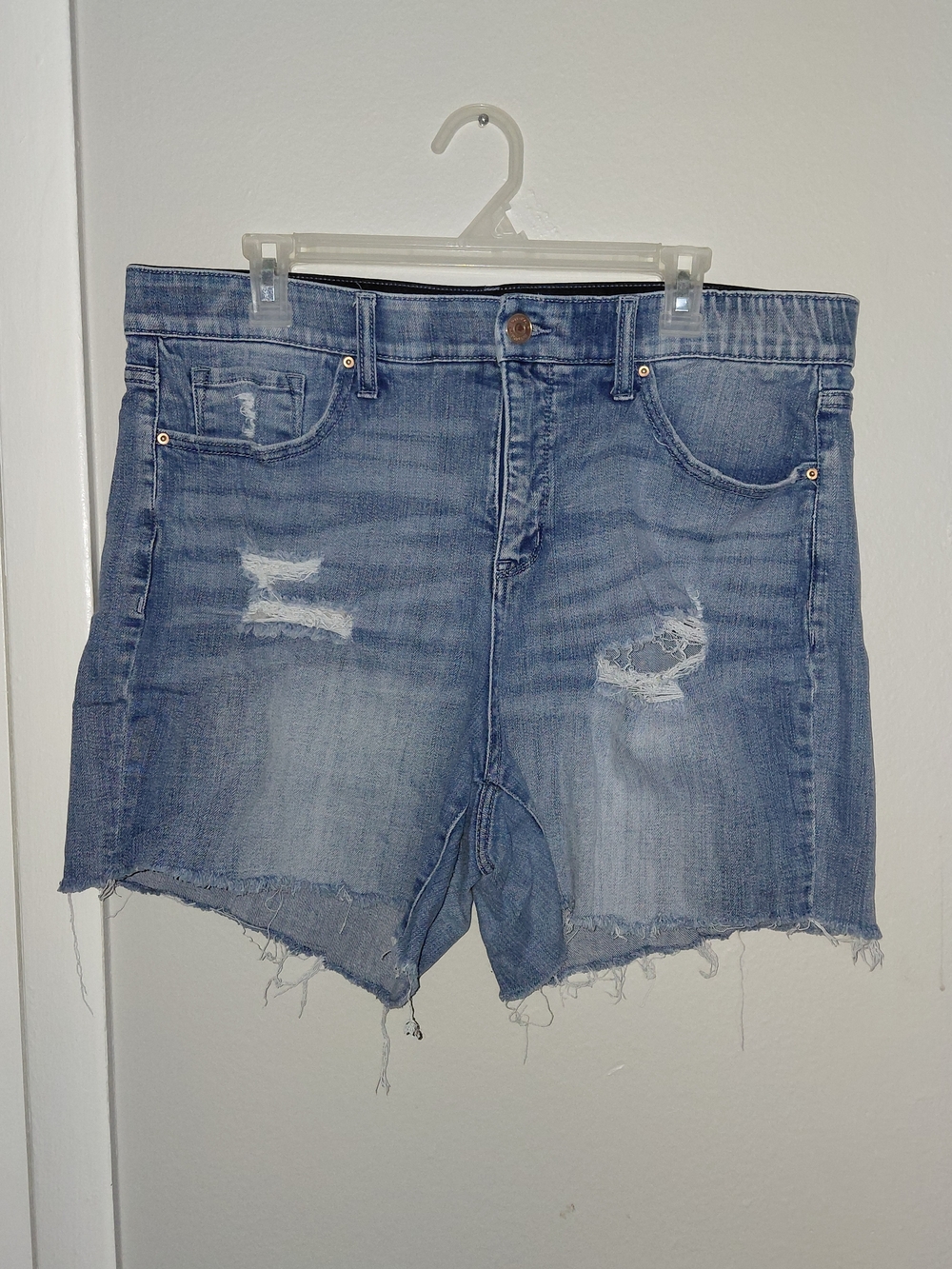 Terra & Sky Light Blue Distressed Denim Cutoff Shorts
